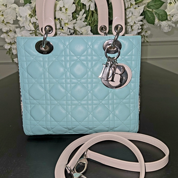 Christian Dior Mint Green Leather Spotted Python Medium Lady Dior Bag - Picture 10 of 10